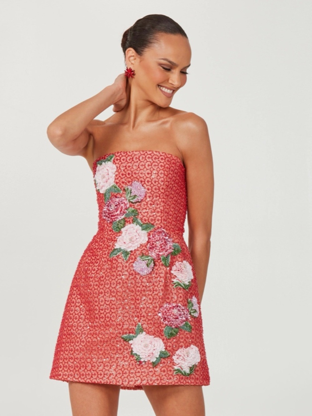 HELSI Frida Strapless Beaded Floral Appliqué Mini Dress- Small - Picture 11 of 16